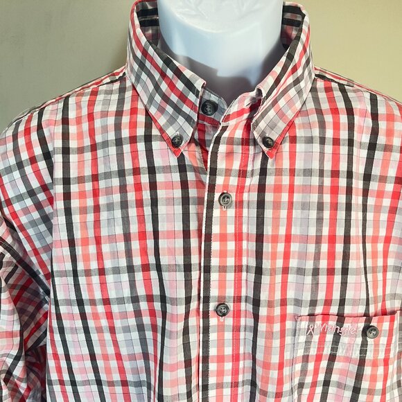 Wrangler Breast Cancer Awareness Men's white, black & pink l/s shirt XLT EUC - Picture 1 of 5